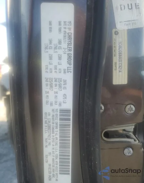 2014 Jeep Compass Sport from USA, damaged, VIN 1C4NJDBB6ED774214